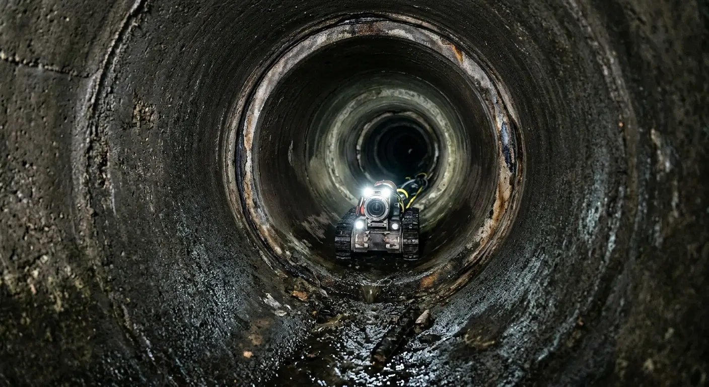 Robotic sewer camera inspecting pipe interior for Sewer Line Repair in Dillon